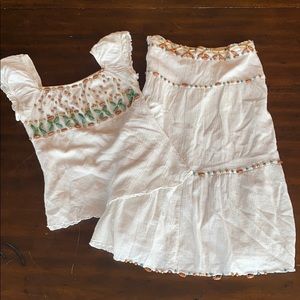 White cotton with beaded accents.